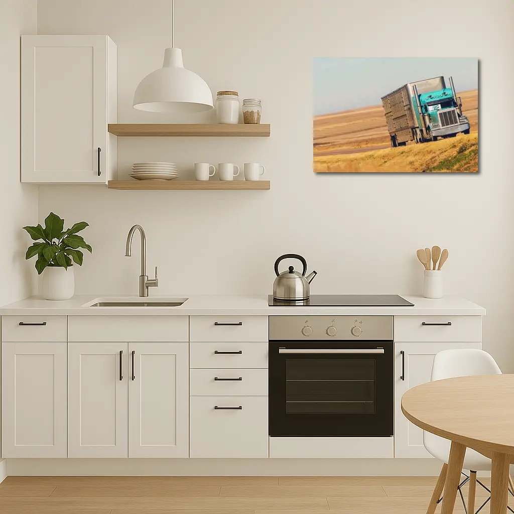Semi Truck Driving Through Open Plains – Wall Art