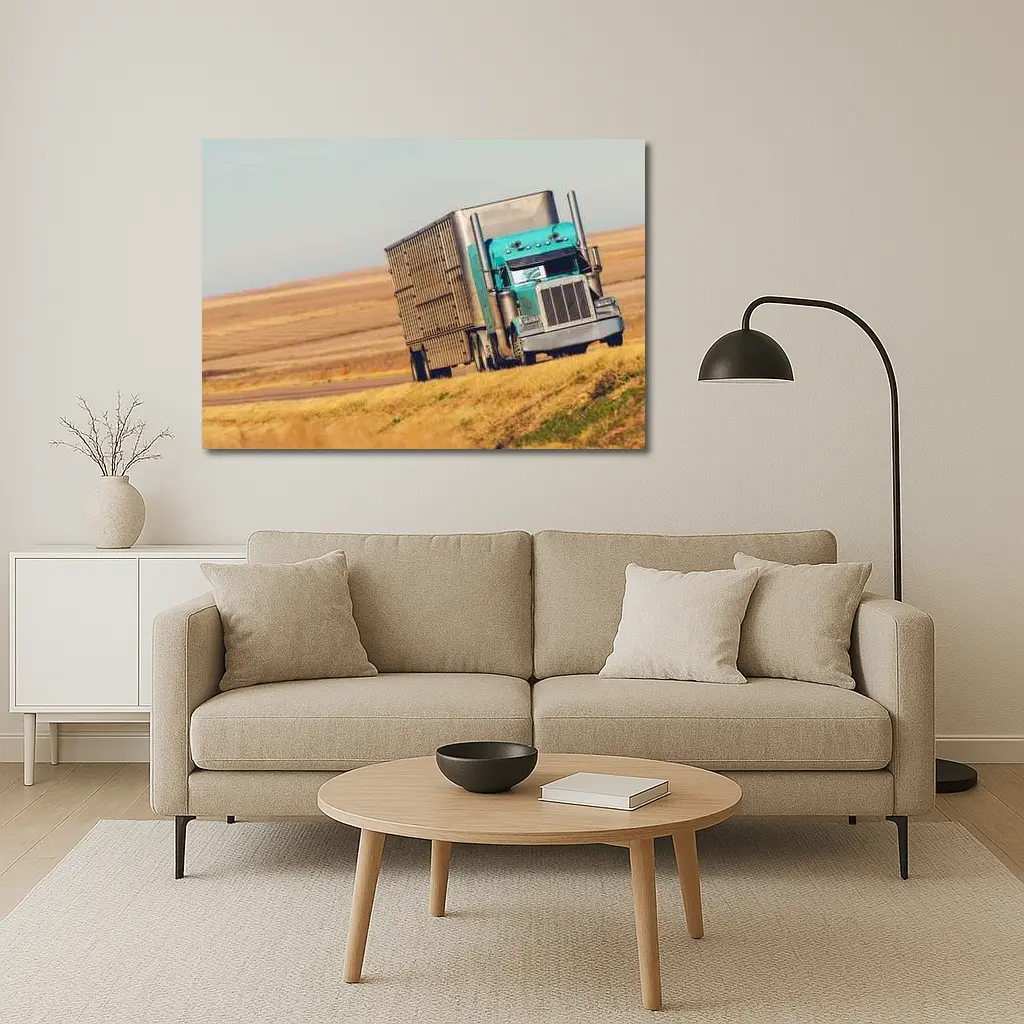 Semi Truck Driving Through Open Plains – Wall Art