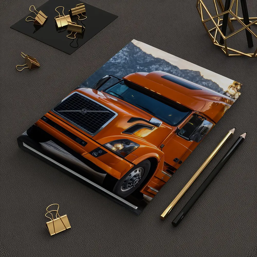 Volvo Semi Truck Orange Mountain Highway Drive – Notebooks