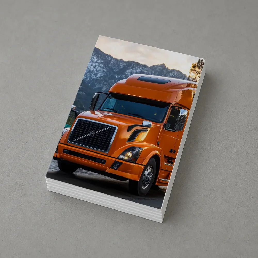 Volvo Semi Truck Orange Mountain Highway Drive – Postcards