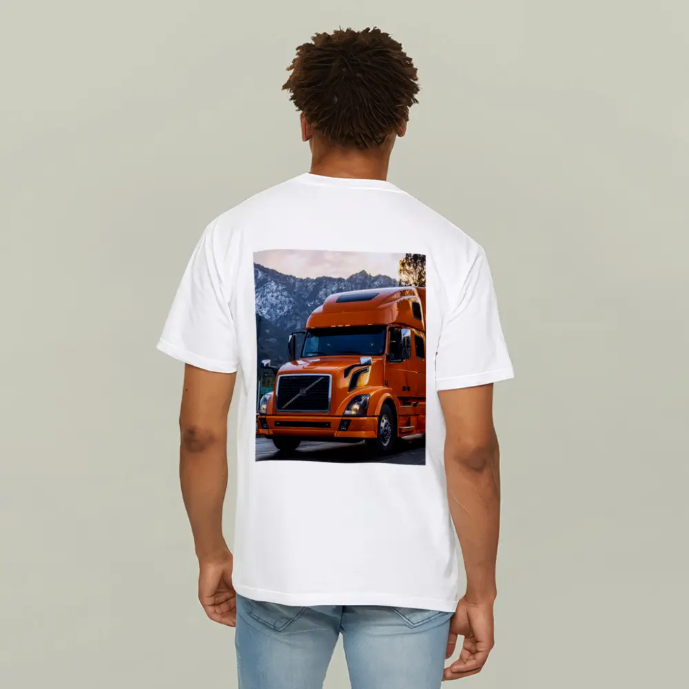 Volvo Semi Truck Orange Mountain Highway Drive – T-Shirts