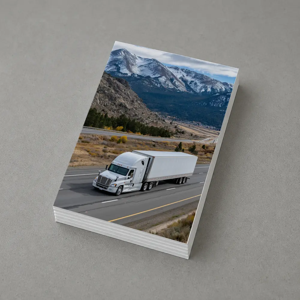 White Semi Truck Highway Mountain Landscape – Postcards
