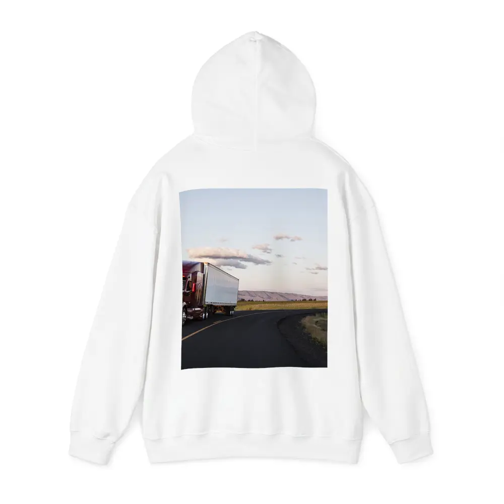 Red Semi Truck on Open Country Road – Hoodies