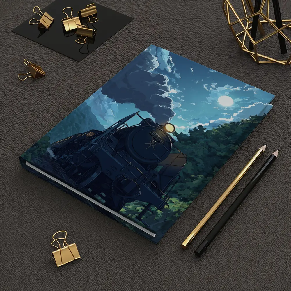 Anime Steam Train Moonlit Forest Night – Notebooks