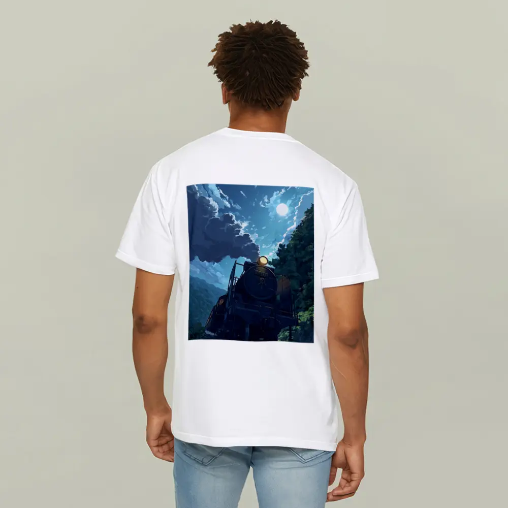 Anime Steam Train Moonlit Forest Night – T-Shirts