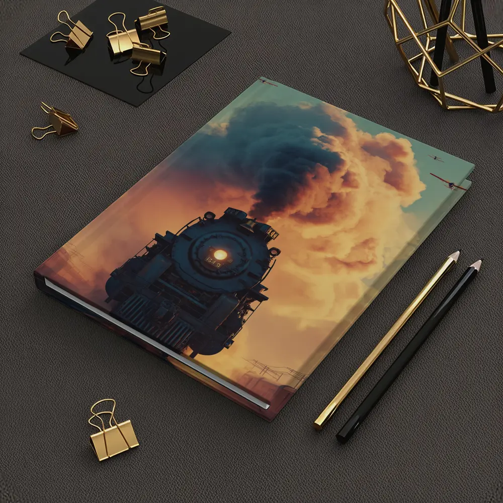 Steam Locomotive Billowing Smoke Dramatic Sky – Notebooks