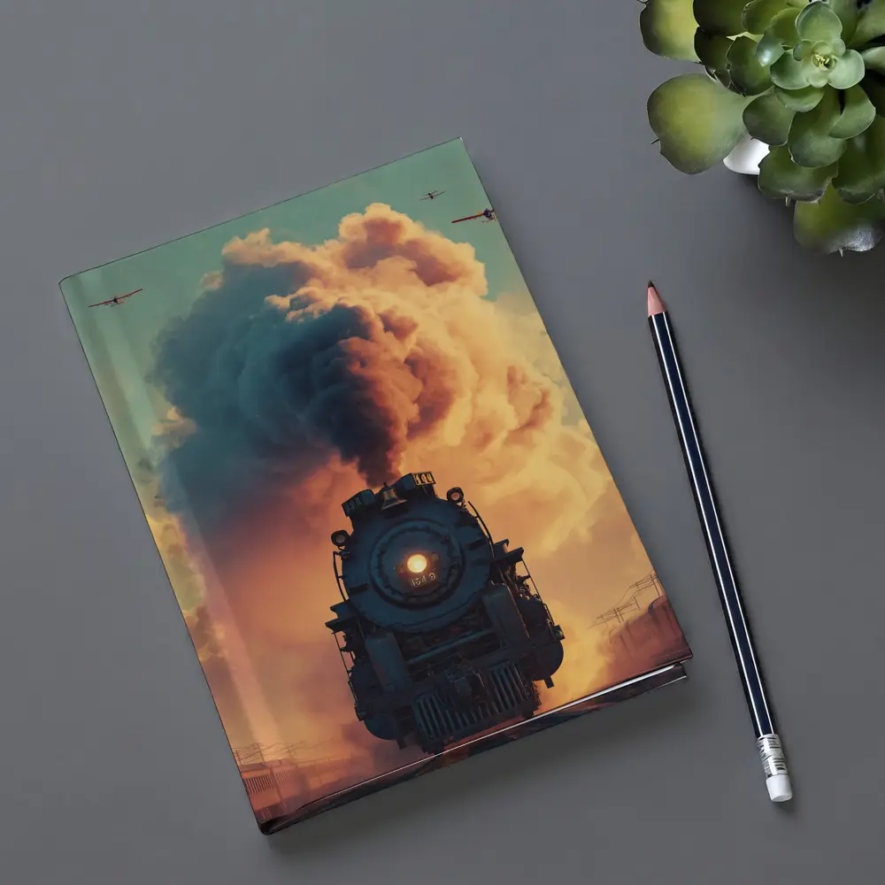 Steam Locomotive Billowing Smoke Dramatic Sky – Notebooks