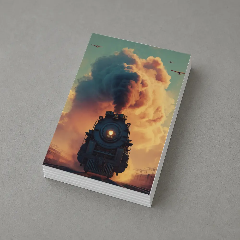 Steam Locomotive Billowing Smoke Dramatic Sky – Postcards