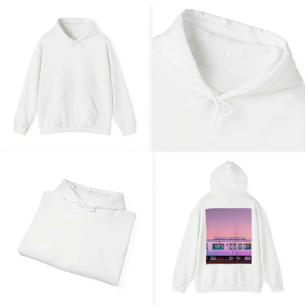 Pastel Train at Pink Sunset Sky – Hoodies