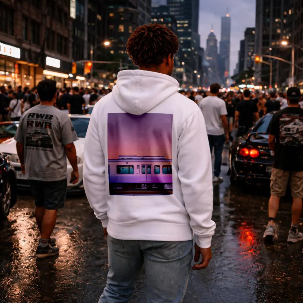 Pastel Train at Pink Sunset Sky – Hoodies
