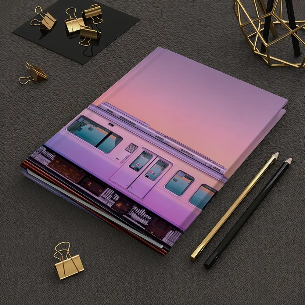 Pastel Train at Pink Sunset Sky – Notebooks