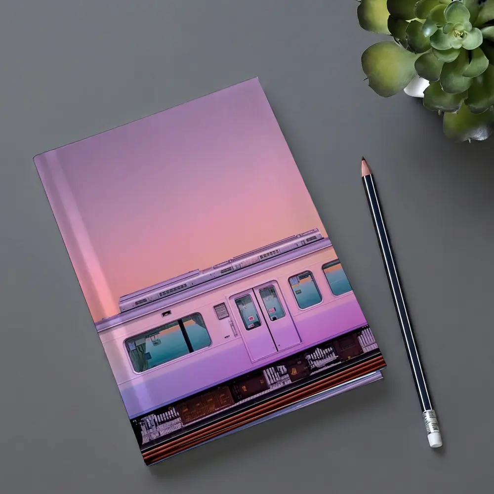 Pastel Train at Pink Sunset Sky – Notebooks