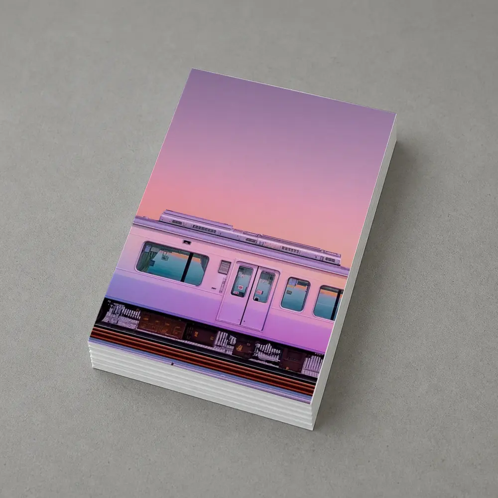 Pastel Train at Pink Sunset Sky – Postcards