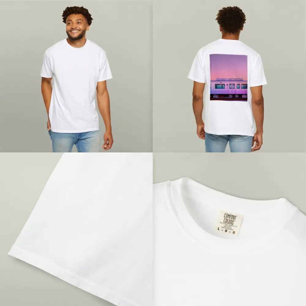 Pastel Train at Pink Sunset Sky – T-Shirts