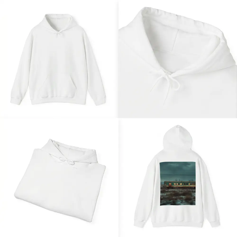 Old Train Moving Through Snowy Winter Landscape – Hoodies
