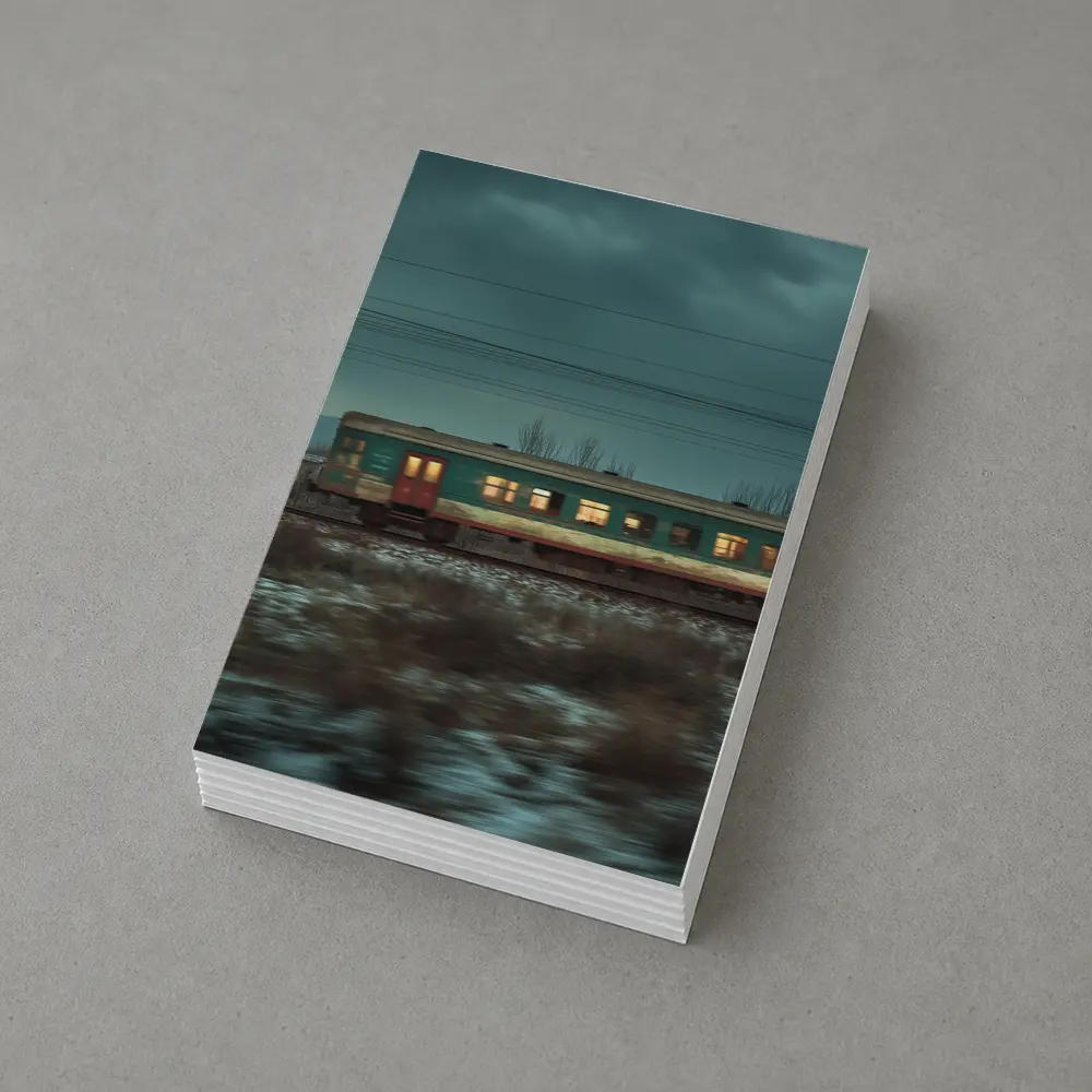 Old Train Moving Through Snowy Winter Landscape – Postcards