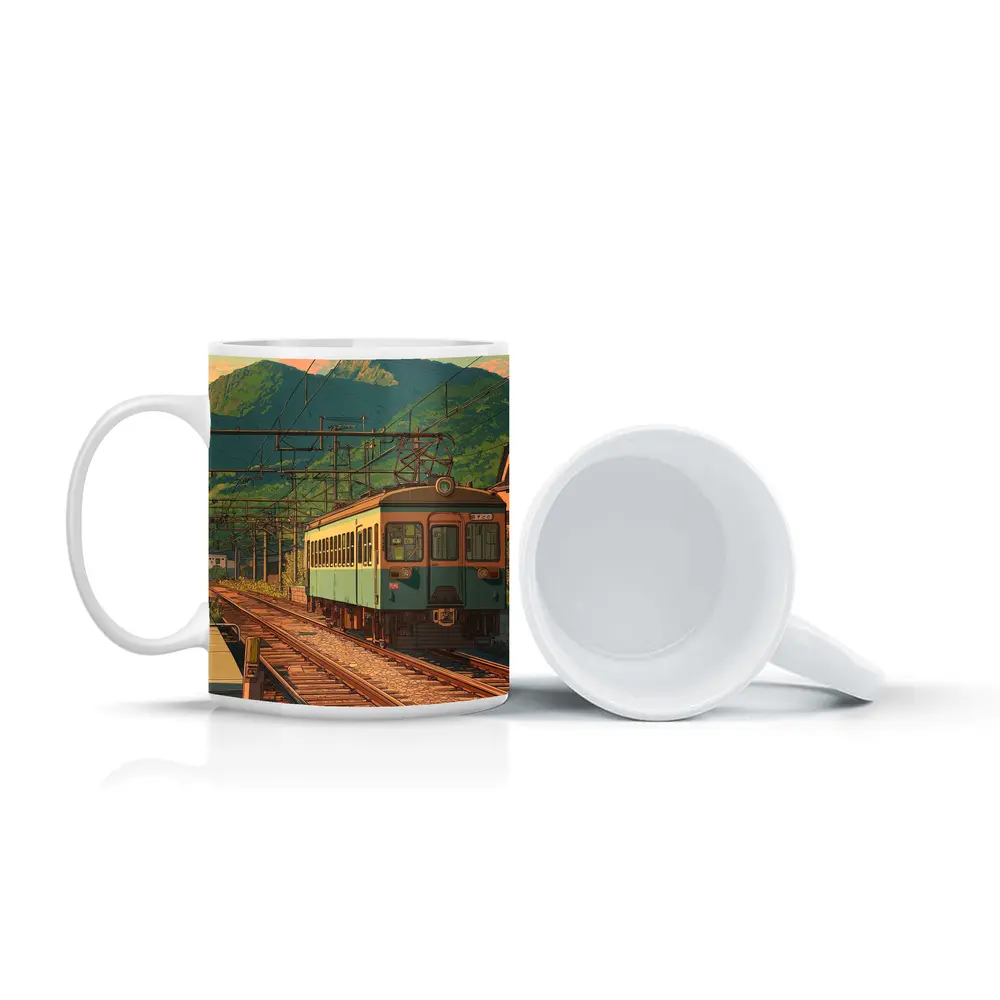 Anime Style Rural Japanese Train Station Scene – Mugs