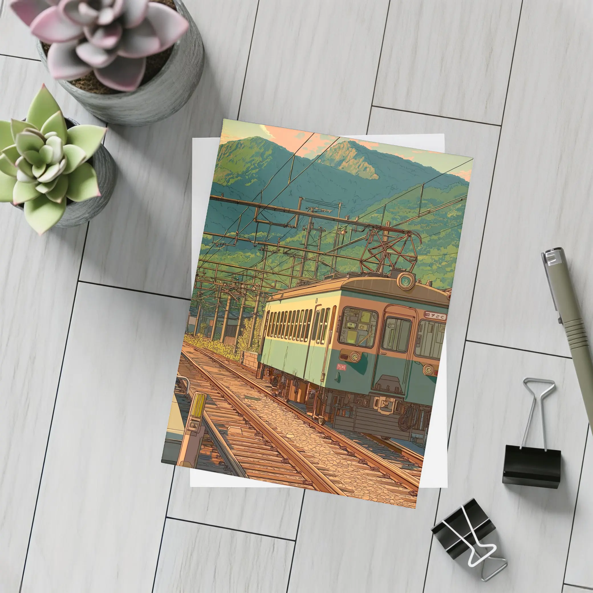 Anime Style Rural Japanese Train Station Scene – Postcards