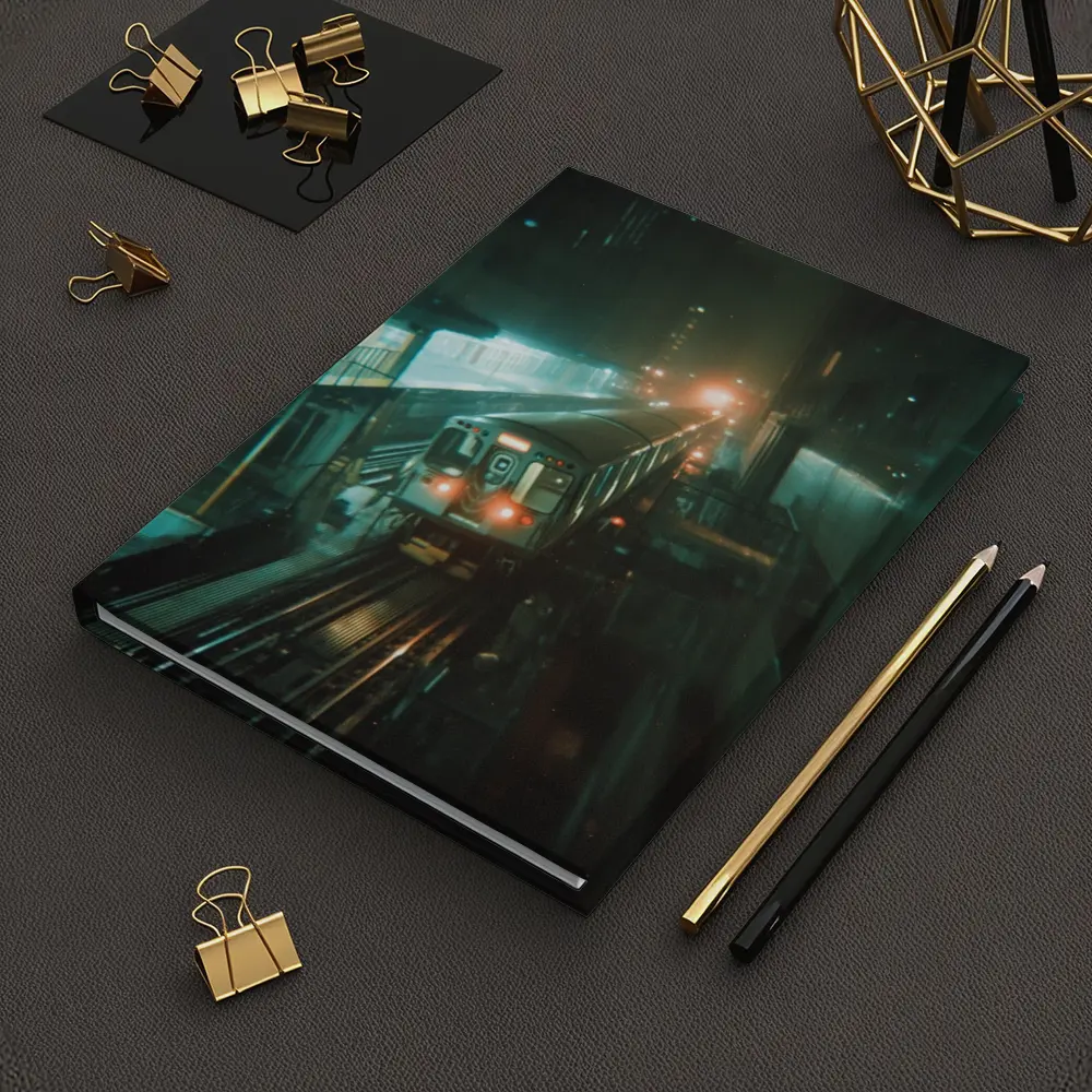 Night Train Arriving At Elevated City Station – Notebooks