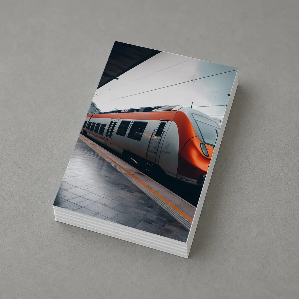 Orange DB Train Arriving At Rainy Station – Postcards