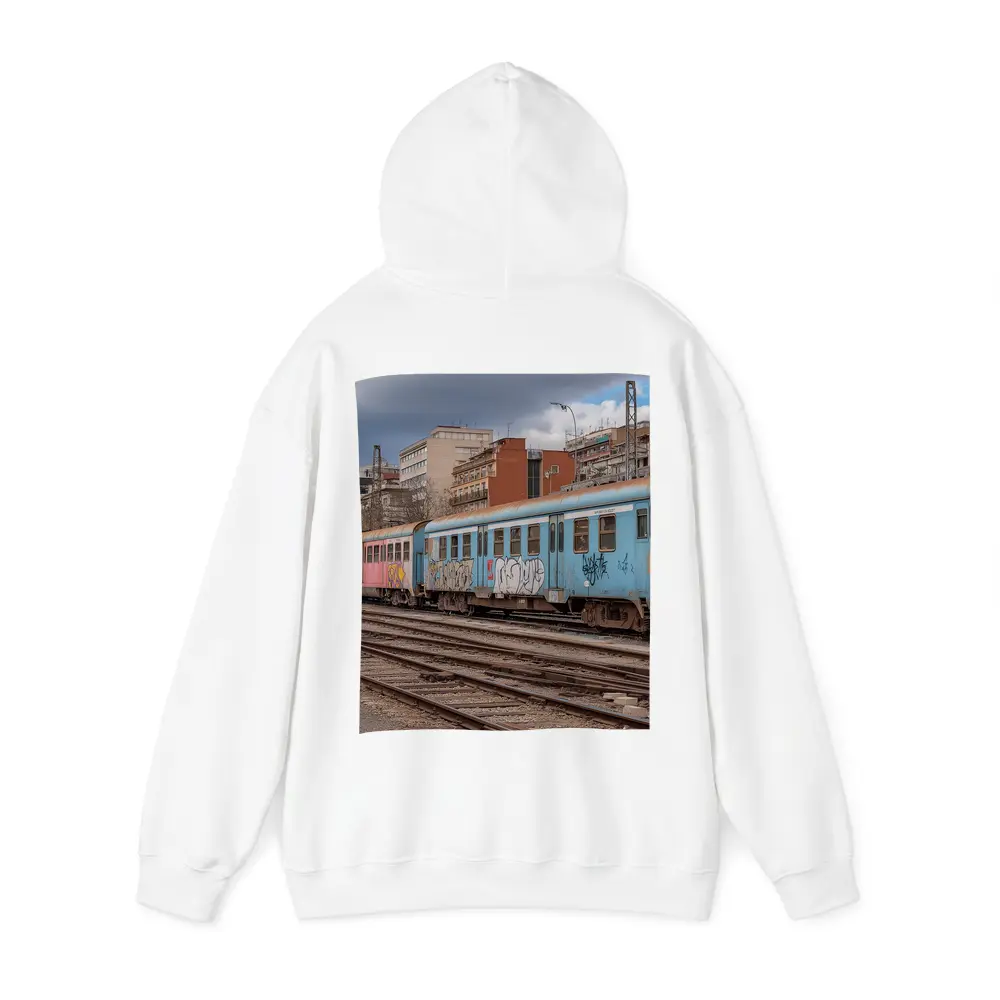 Blue Graffiti Train Urban City Background – Hoodies