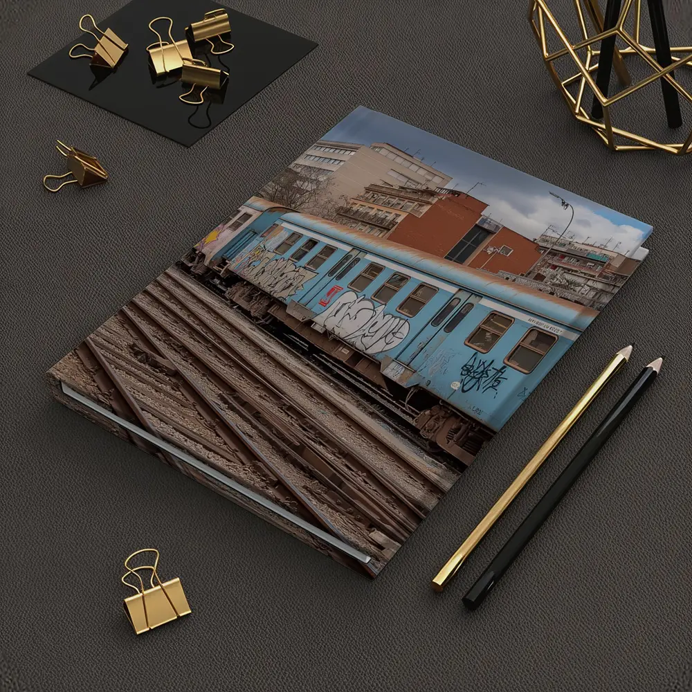 Blue Graffiti Train Urban City Background – Notebooks