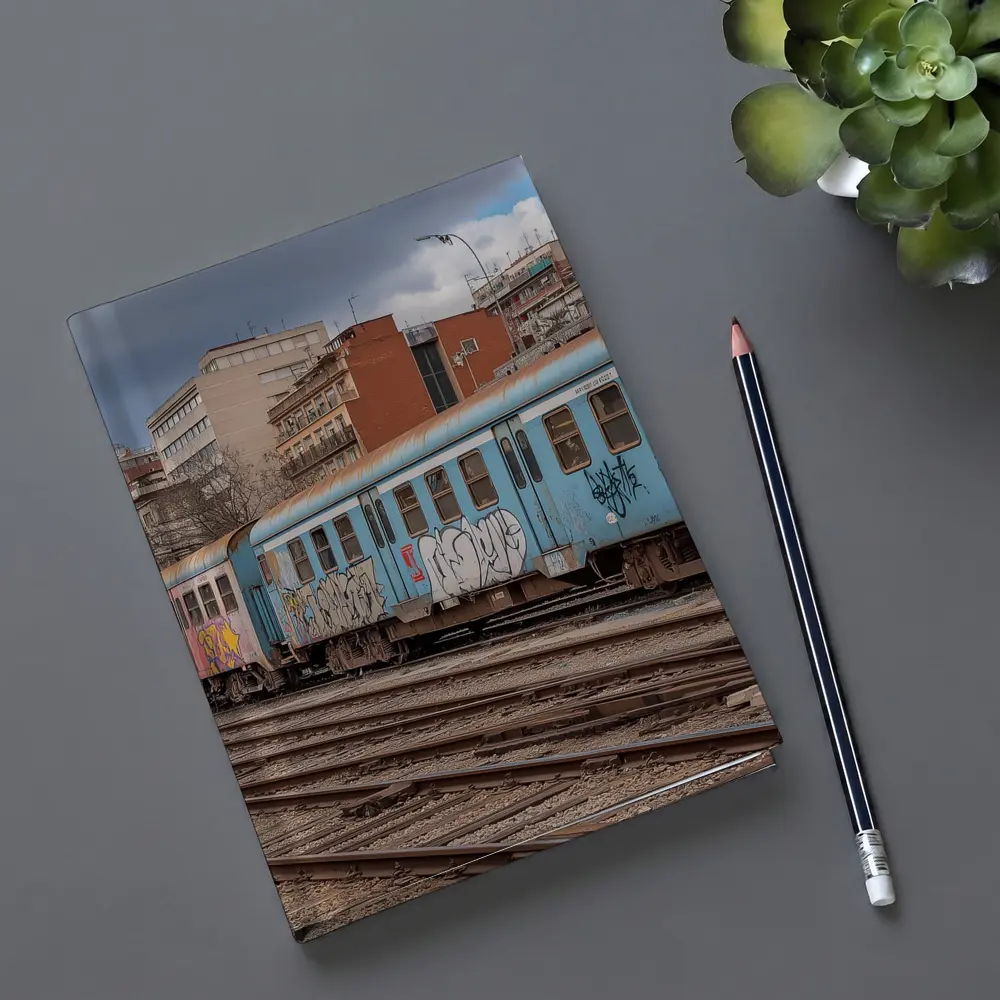 Blue Graffiti Train Urban City Background – Notebooks