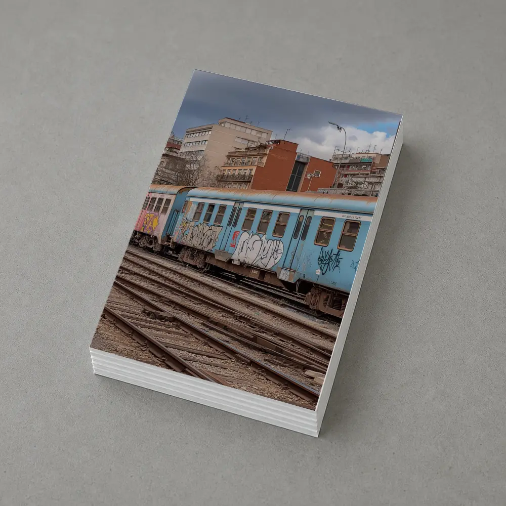 Blue Graffiti Train Urban City Background – Postcards