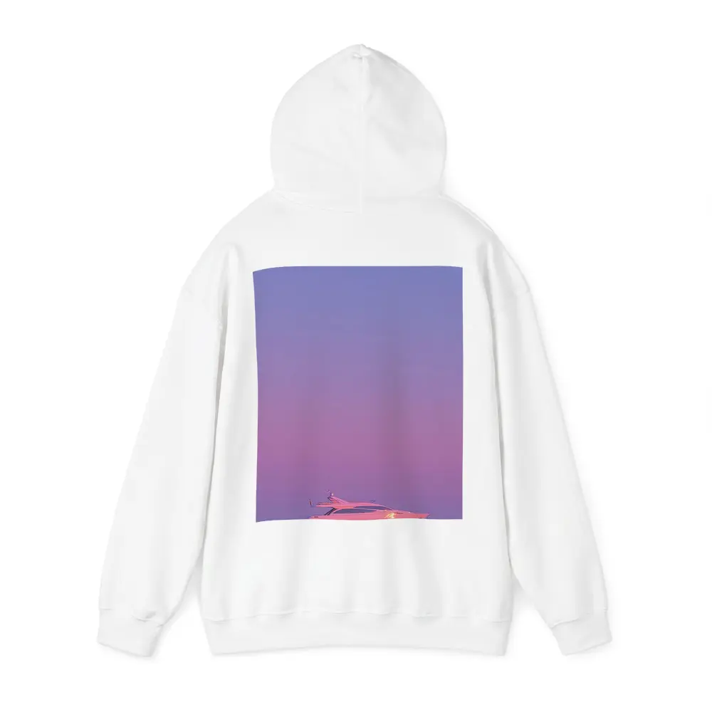 White Yacht Sailing Purple Sunset Ocean – Hoodies