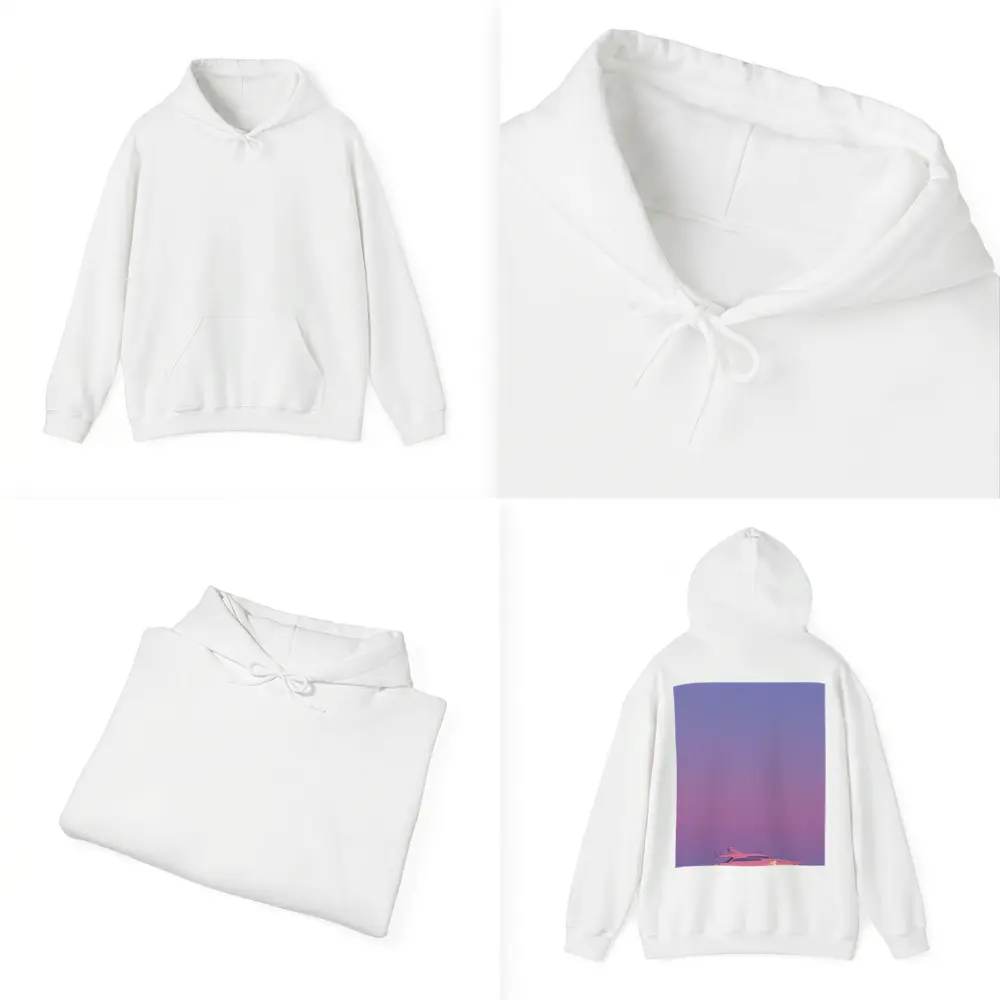 White Yacht Sailing Purple Sunset Ocean – Hoodies