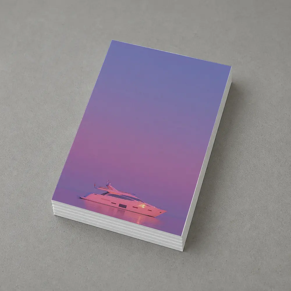 White Yacht Sailing Purple Sunset Ocean – Postcards