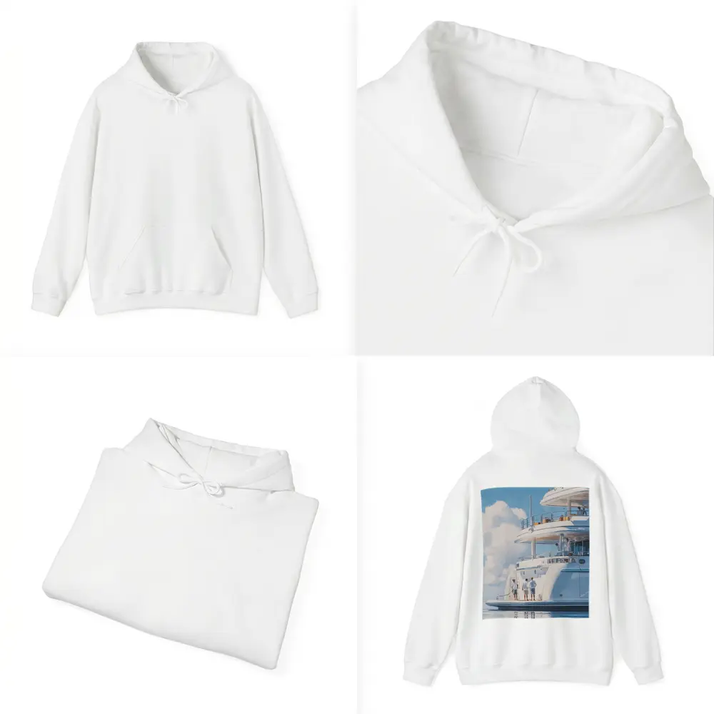 Luxury Superyacht Painting Blue Sky Ocean – Hoodies