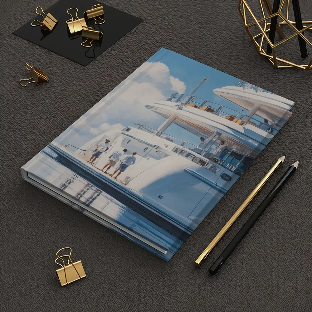 Luxury Superyacht Painting Blue Sky Ocean – Notebooks