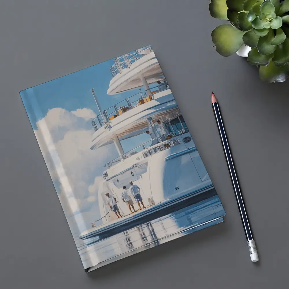 Luxury Superyacht Painting Blue Sky Ocean – Notebooks