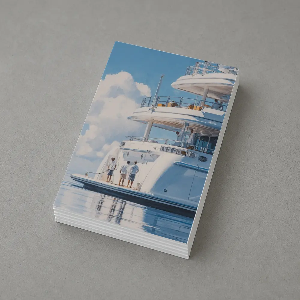 Luxury Superyacht Painting Blue Sky Ocean – Postcards