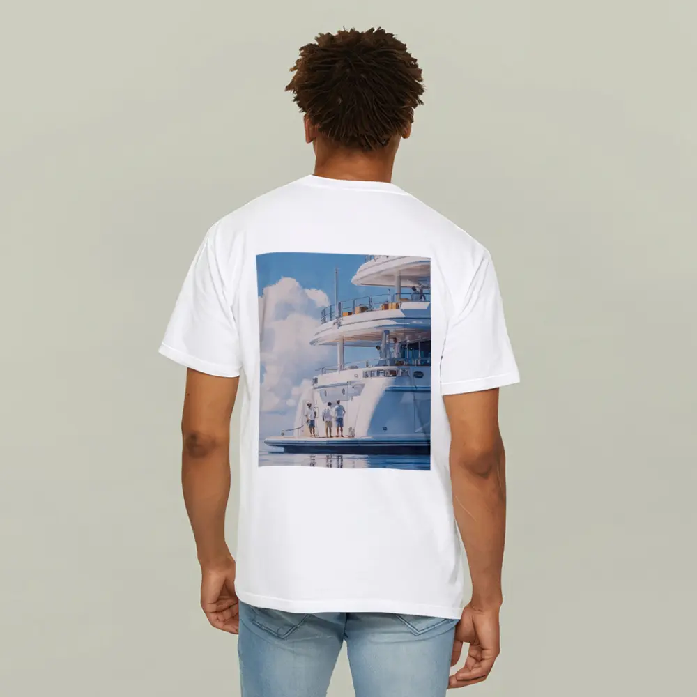 Luxury Superyacht Painting Blue Sky Ocean – T-Shirts