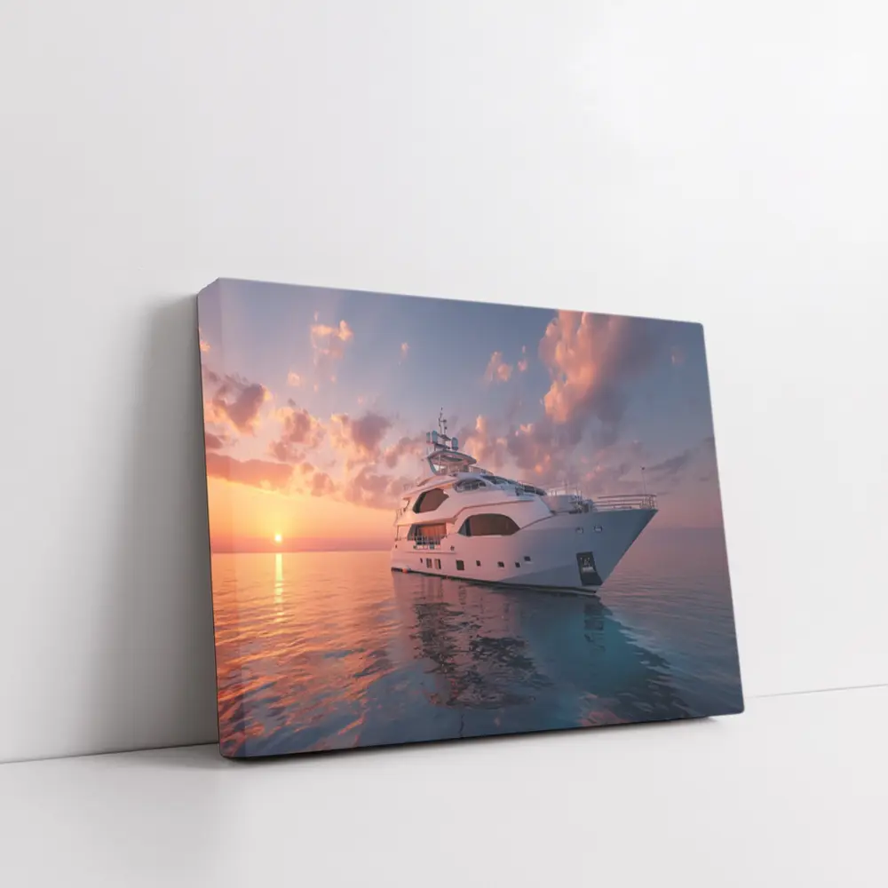 Luxury Yacht Sailing At Warm Sunset – Wall Art