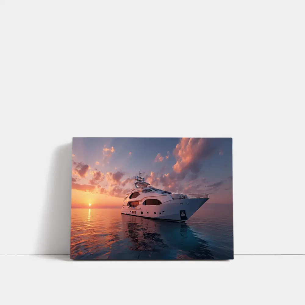 Luxury Yacht Sailing At Warm Sunset – Wall Art