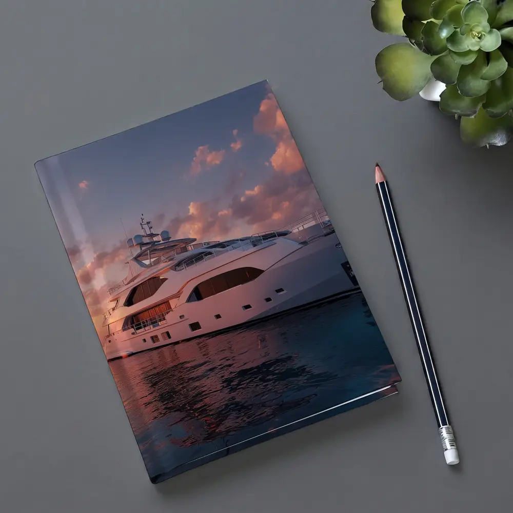 Luxury Yacht Sailing At Warm Sunset – Notebooks