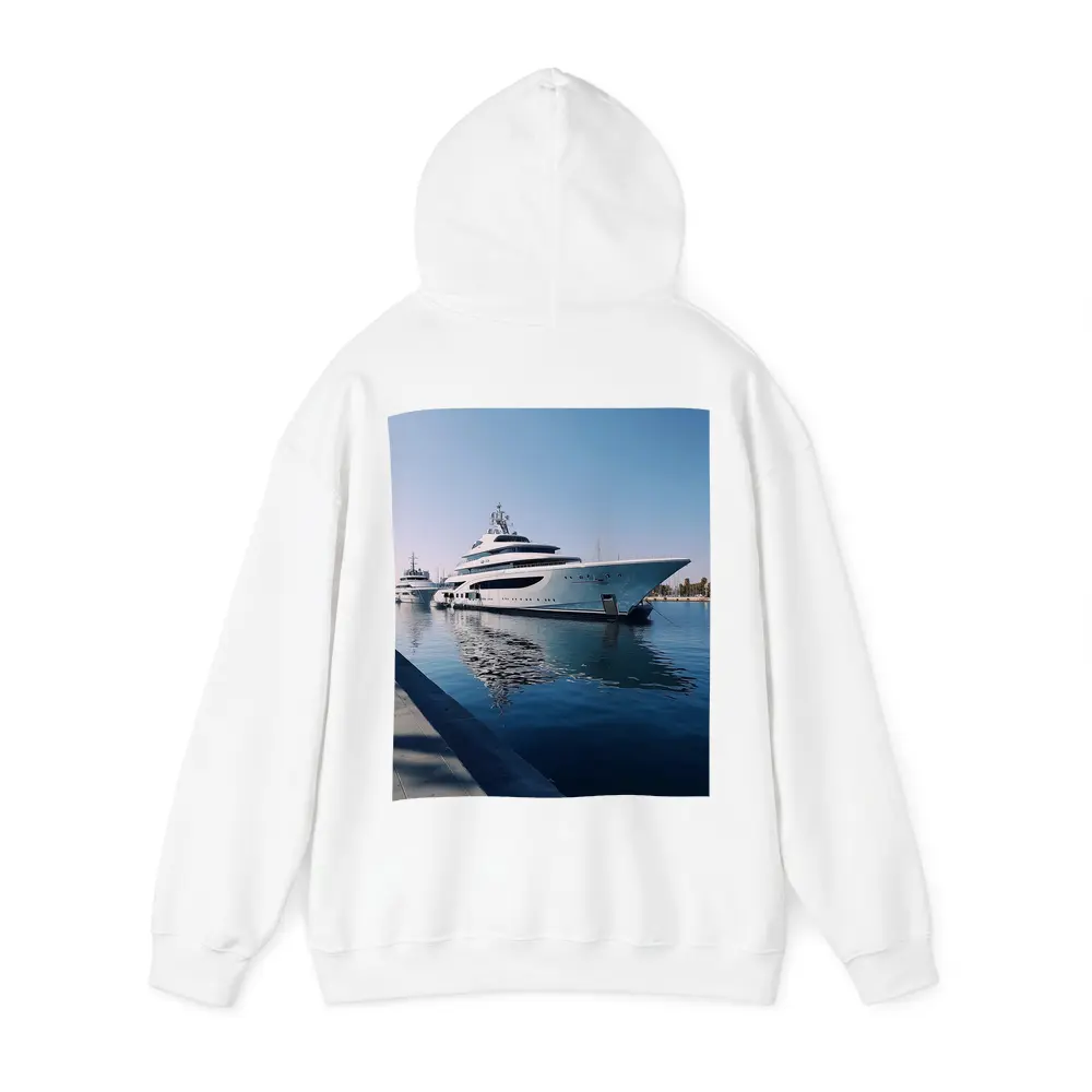 Luxury Superyacht Docked at Calm Marina – Hoodies