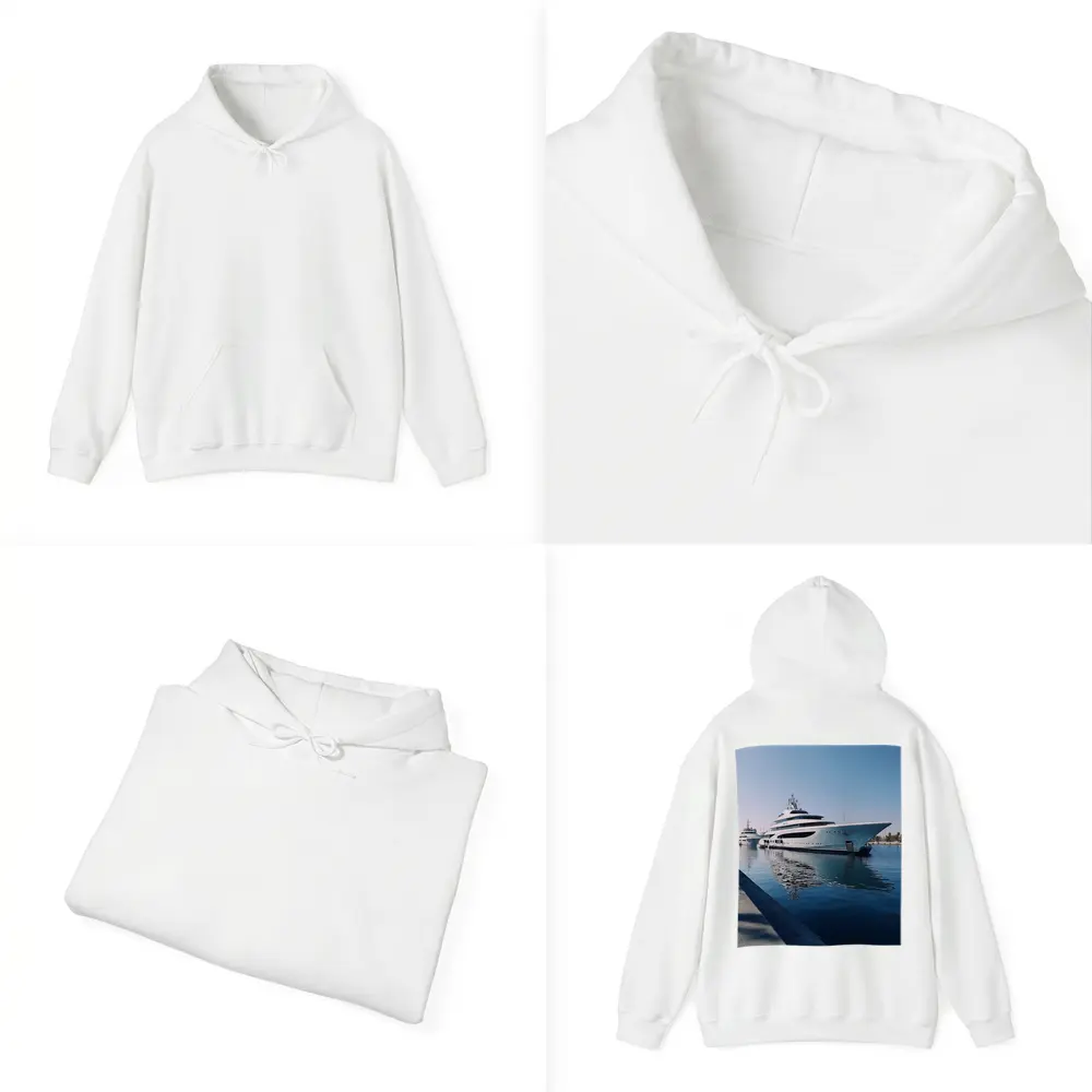 Luxury Superyacht Docked at Calm Marina – Hoodies
