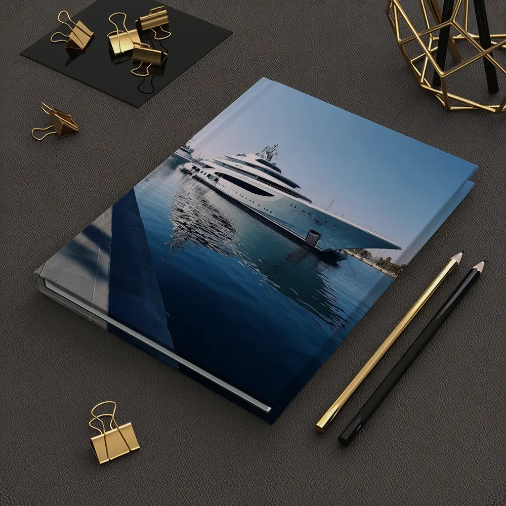 Luxury Superyacht Docked at Calm Marina – Notebooks