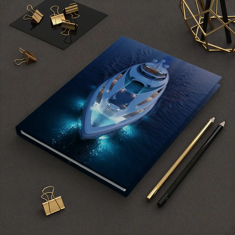 Luxury Superyacht Aerial View Dark Ocean – Notebooks