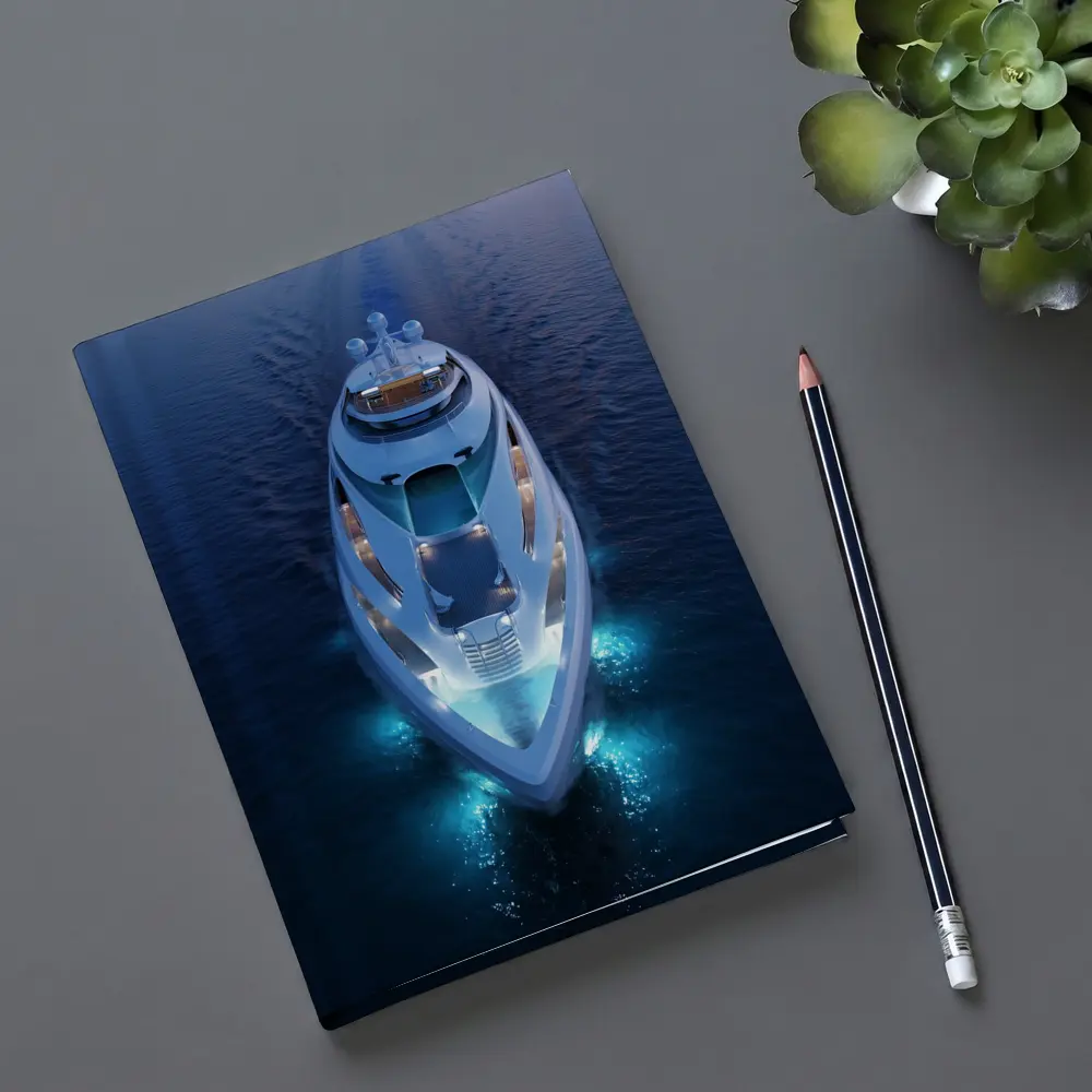 Luxury Superyacht Aerial View Dark Ocean – Notebooks