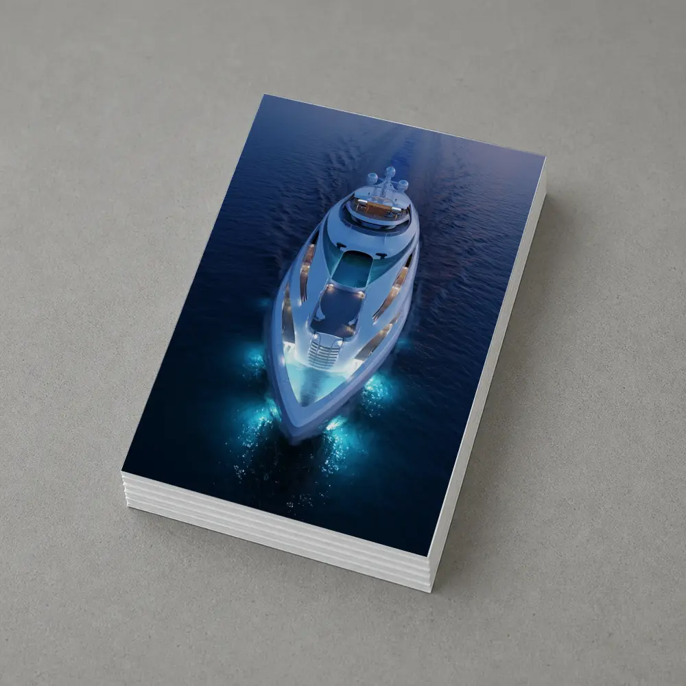 Luxury Superyacht Aerial View Dark Ocean – Postcards
