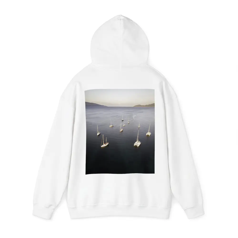 Sailboats Anchored in Calm Blue Bay – Hoodies