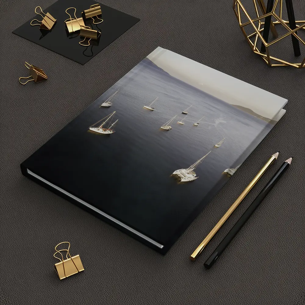 Sailboats Anchored in Calm Blue Bay – Notebooks