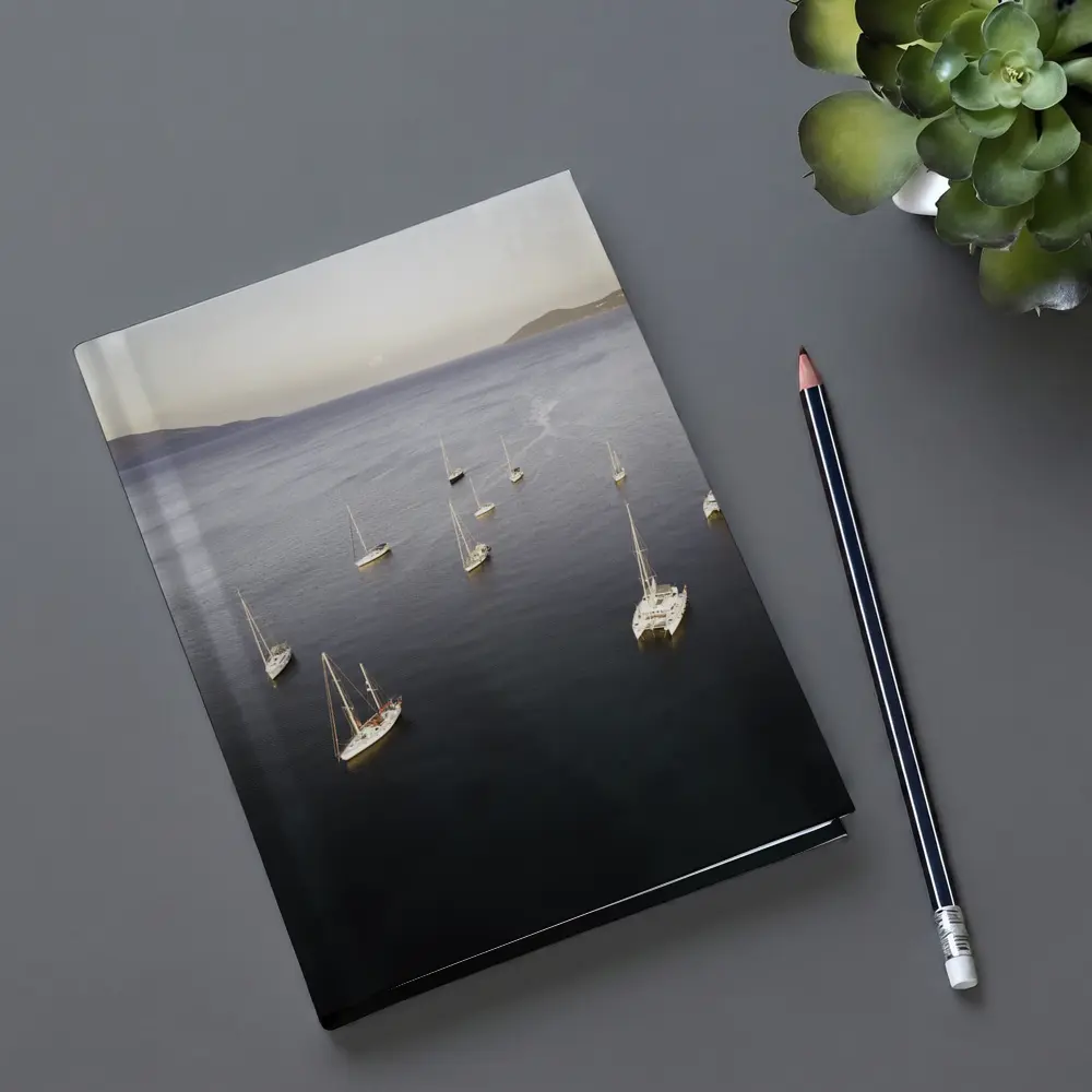 Sailboats Anchored in Calm Blue Bay – Notebooks
