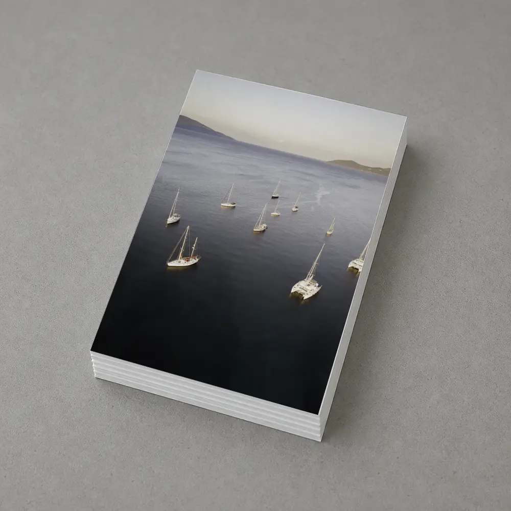 Sailboats Anchored in Calm Blue Bay – Postcards