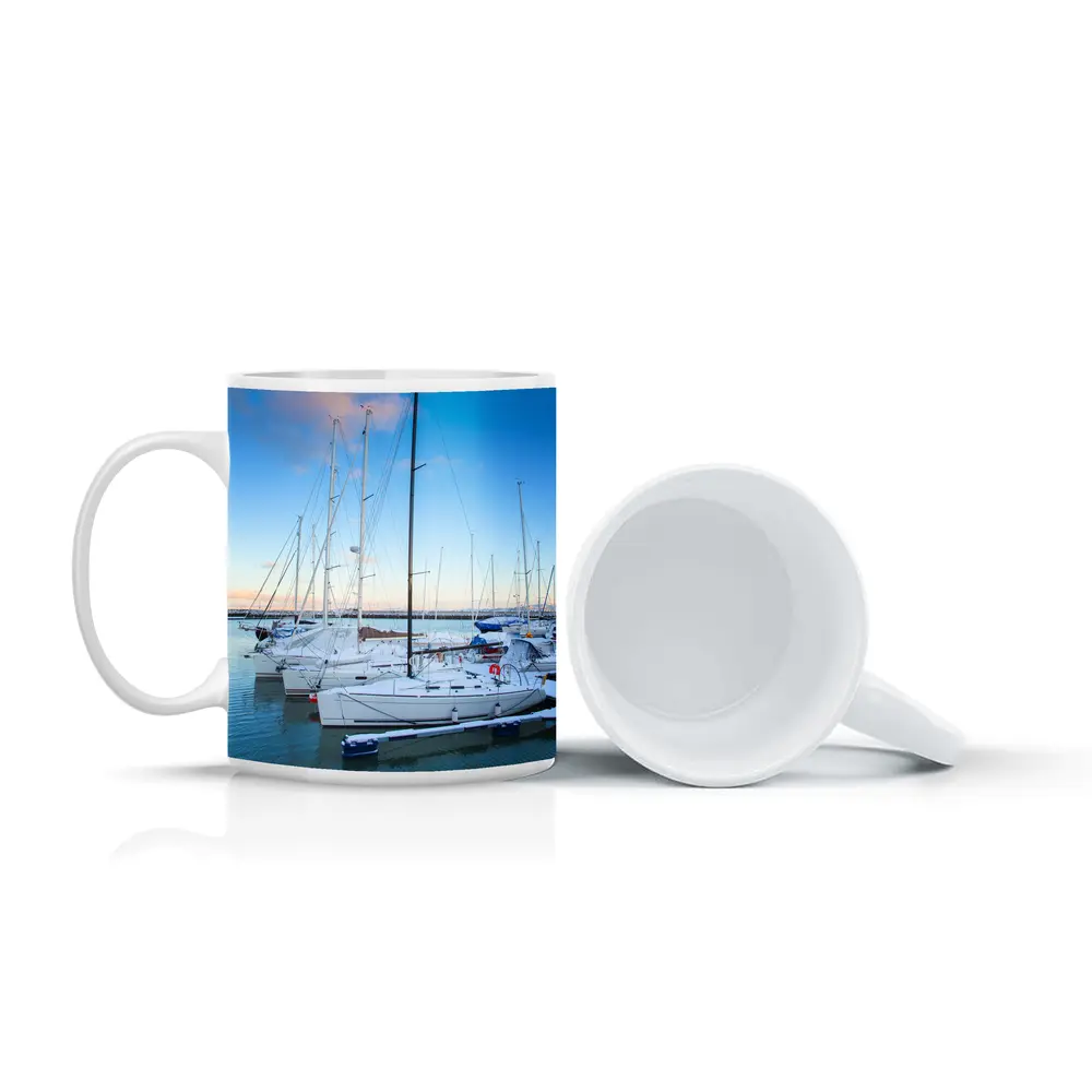Sailboats Docked At Marina Blue Sky – Mugs